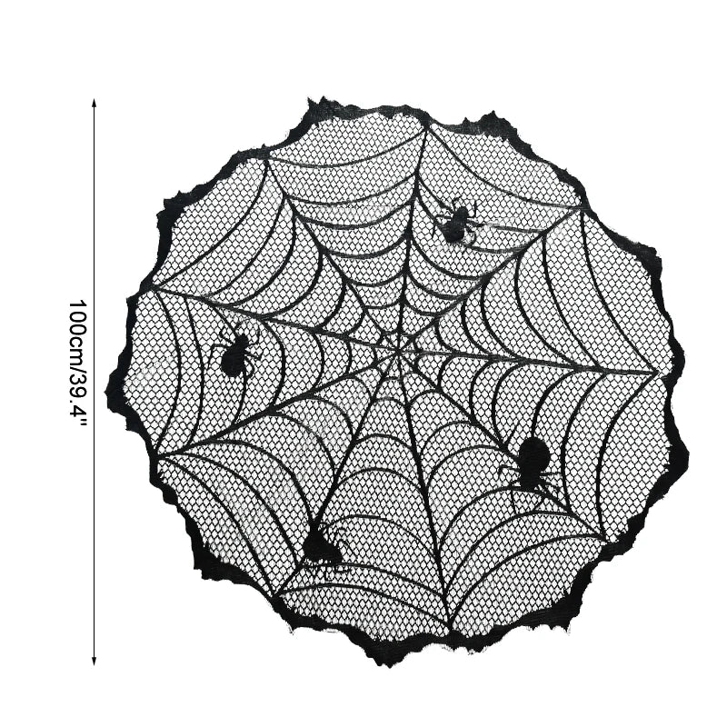 Halloween Decoration Lace Spider Web Skeleton Skull Tablecloth Black Fireplace Mantel Scarf Event Party Decoration Supplies Lootquake LLC
