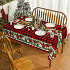 Christmas Ball Ornaments Red Bufalo Plaid Rectangle Tablecloth Dining Room Decor Reusable Table Cover Xmas Party Decorations Lootquake LLC