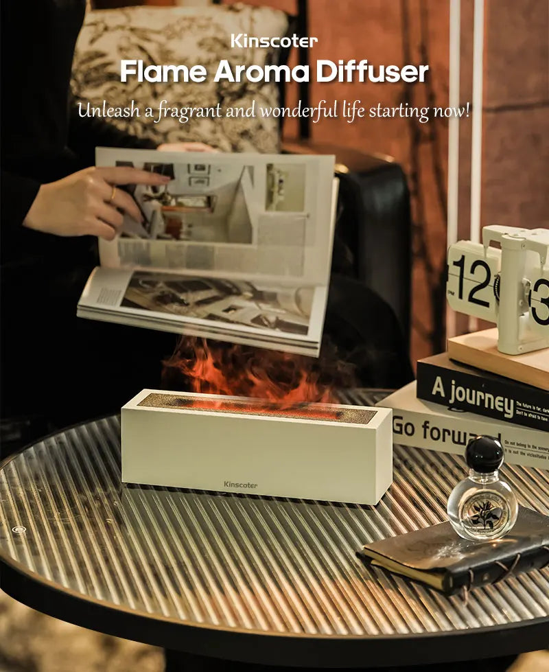 KINSCOTER Flame Aroma Diffuser Air Humidifier Ultrasonic Cool Mist Maker Fogger LED Essential Oil Lamp Realistic Fire Difusor Lootquake LLC