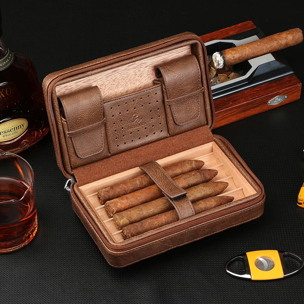 GALINER Charuto Cedar Wood Cigar Humidor Box Travel Cigar Case Storage 4 Cigars Box Humidor Humidifier For Sigar Lootquake LLC
