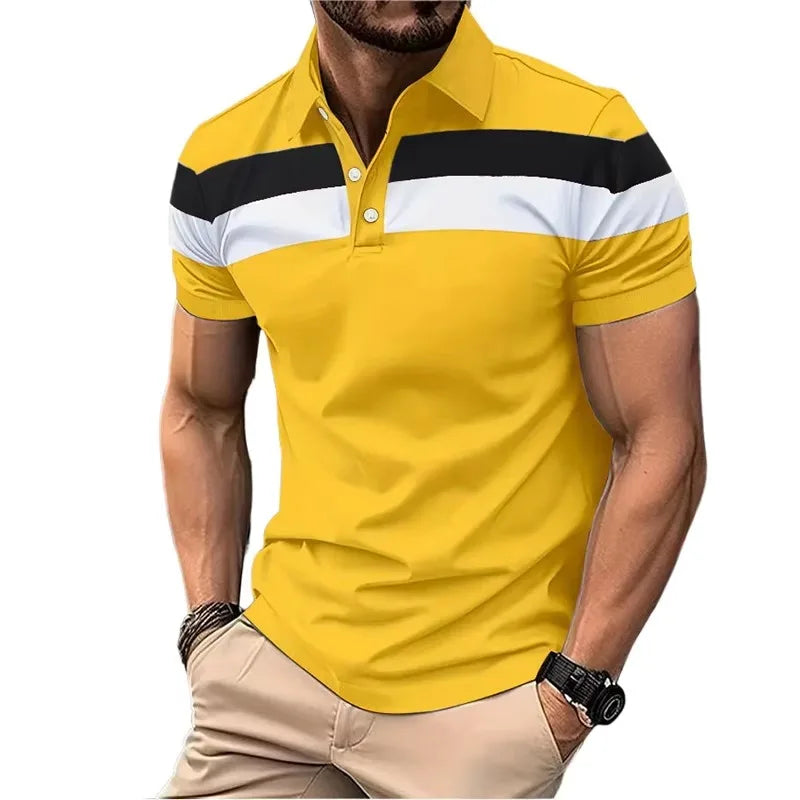Summer Men's Short Sleeve Polo Shirts Splice Breathable Lightweight T Shirts Mens Outdoor Sweatwear Turn Down Mens Shirts Lootquake LLC
