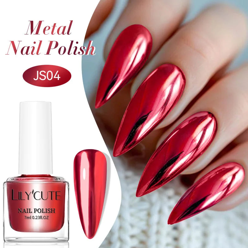 LILYCUTE 7ML Super Bright Gold Metallic Nail Polish No Need Lamp Quick Dry French Style Glass Bottle Manicure Nail Art Varnish Lootquake LLC