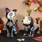 Halloween Animal Statue Skeleton Dog Cat Figurines Room Decor  Resin Halloween Decorations Table Centerpieces for Porch Patio Lootquake LLC