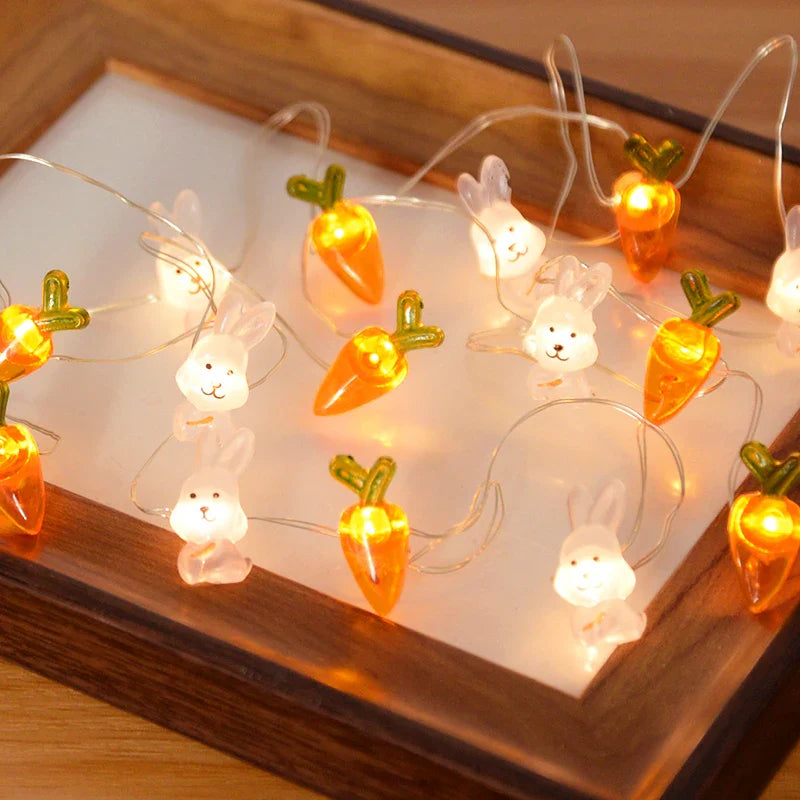 2M 20LED Easter Rabbit String Light Carrot Chick Eggs Fairy Light Garland Happy Easter Party Decoration For Home Kids Gift 2025 Lootquake LLC