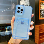 Transparent Card Slot Holder Case For iPhone11 13 12 Pro Max X XS XR Max 8 Plus Clear Shockproof Soft Wallet Cover Clear Case with Card Slot Slim Fit Shockproof Soft Protective Case Stevvex