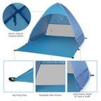 Lixada Automatic Instant Pop Up Beach Tent Lightweight Outdoor UV Protection Camping Fishing Tent Cabana Sun Shelter
