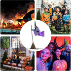 Halloween Props with Terrifying Sounds and Lights Fun Costumes Flying Scary Witch Broom Wizard Decor for Garden Yard Lawn Indoor Lootquake LLC