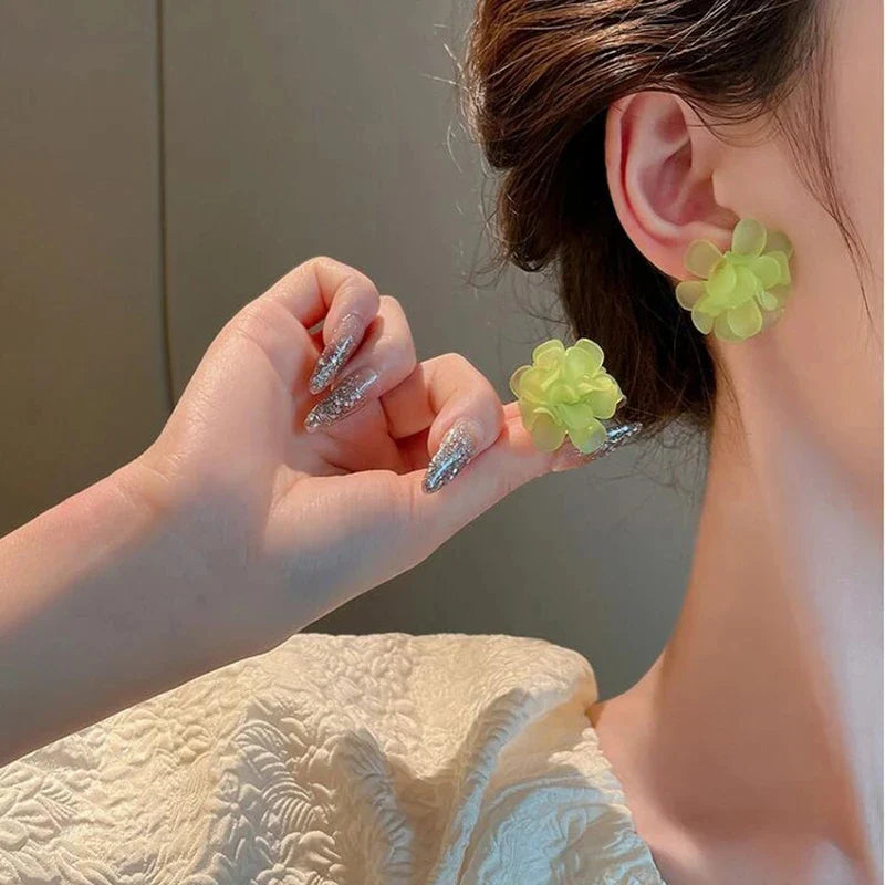 Kiss Jewelry Cute Sweet Flower Round Shape Pearl Rhinestone Stud Earrings for Women Tulip Floral Korean Fashion Earring Gift Lootquake LLC