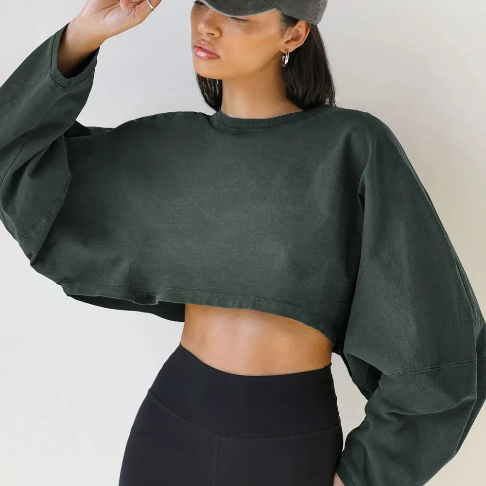 FitFlow Long Sleeve Crop Top THRIXINE