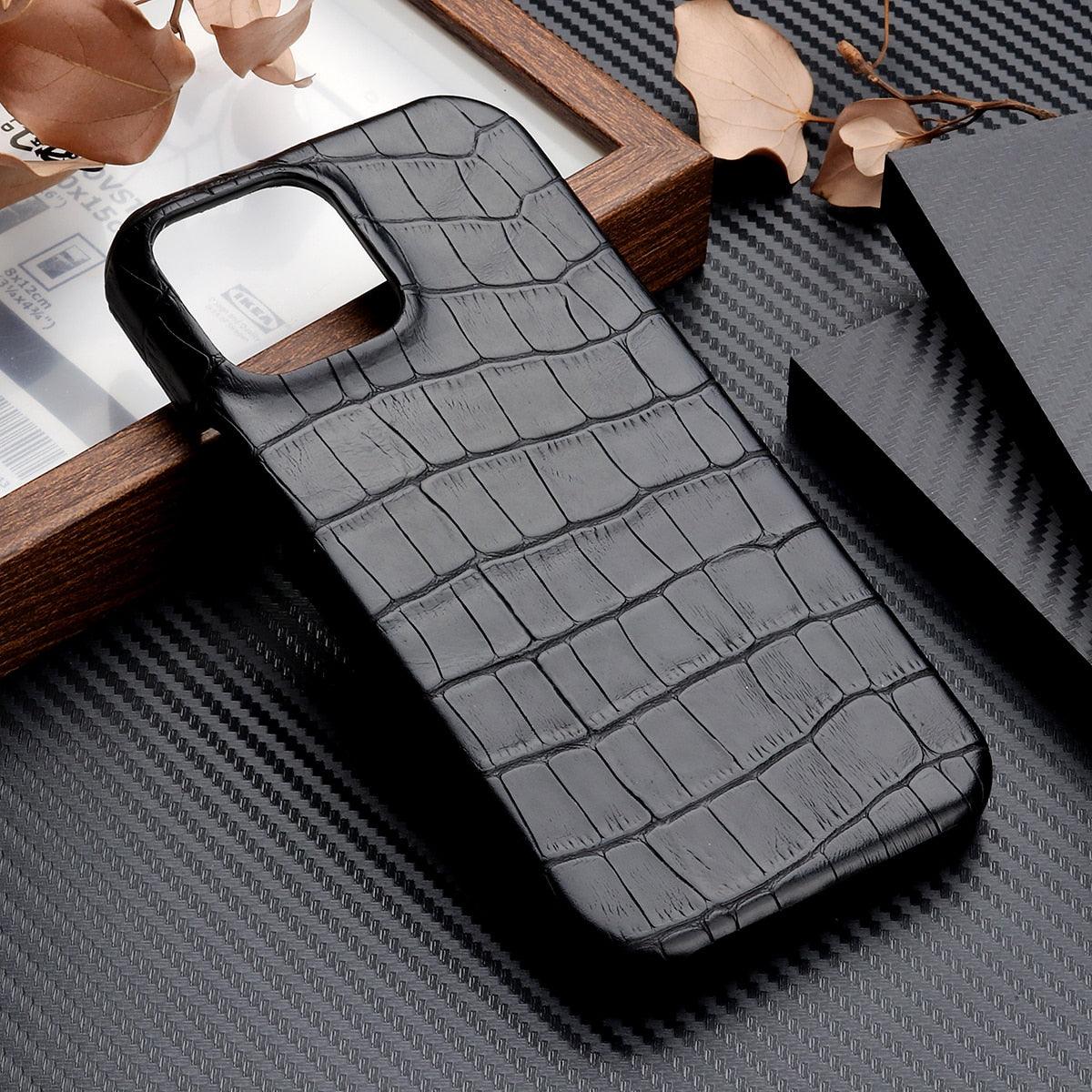 Unique Leather Case For iPhone 13 14 11 12 Pro Max XR X XS Strong Hard Shockproof Cover Green Leather Cover Classic Fashion Case for iPhone Protective Case Stevvex
