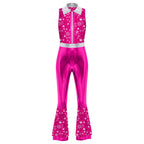 Womens Halloween Retro Hippie Cosplay Costume Party Hip-hop Dance Costume Metallic Shiny Vintage Carnival Bodysuit Jumpsuit Lootquake LLC
