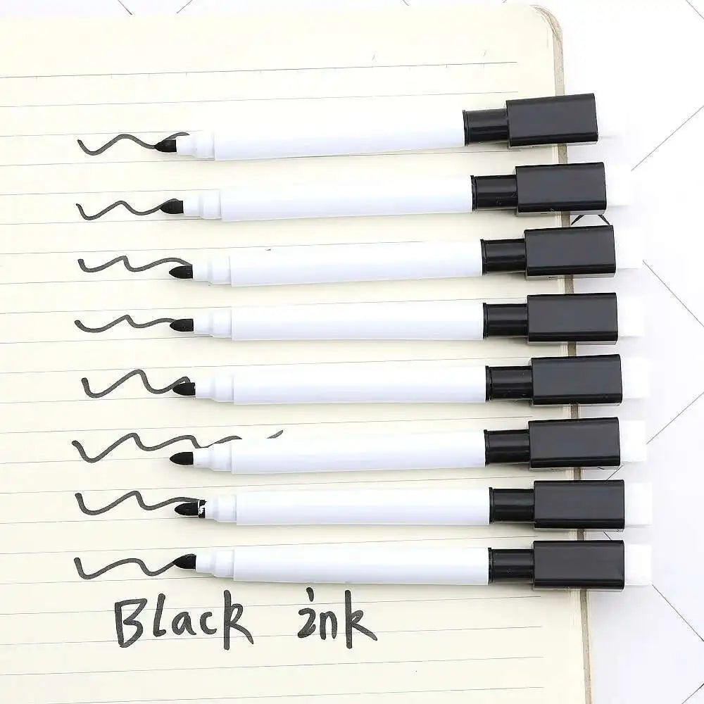 8 Pcs Lytwtw's Whiteboard Pen Creative With Brush Water-based Small Erasable Pen School Office Supplies White Board Marker Lootquake LLC