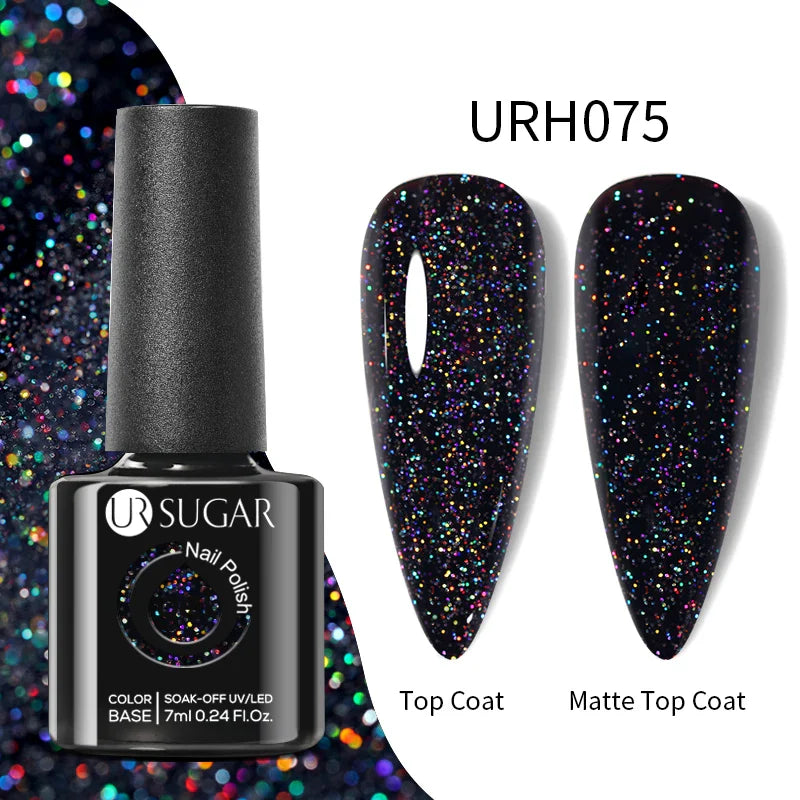 UR SUGAR Blue Color Rubber Base Gel Nail Polish Gold Glitter Base Gel Top Coat Soak Off UV LED Gel Nail Art Varnish Manicure Lootquake LLC
