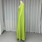 Wefads Maxi Dress Women Elegant Fashion Solid Cape Long Sleeve Square Neck Nipped Waist Backless Evening Party Dress Streetwear