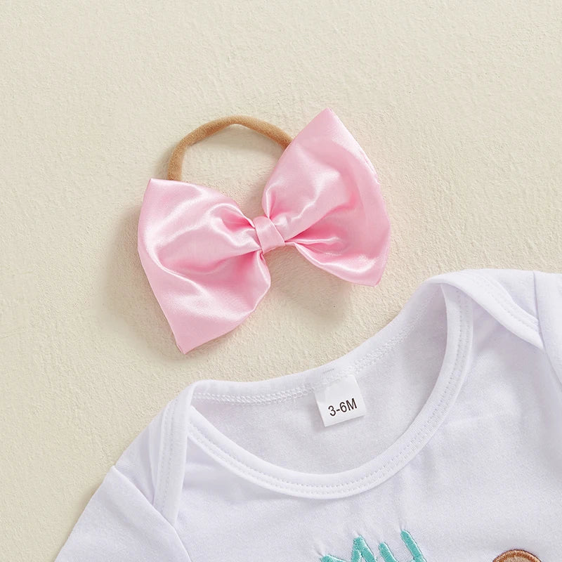 Toddler Girl Spring Outfits Floral Print Ruffle Sleeve Top and Shorts Set with Bow Headband 3Pcs Clothing Set for Easter Lootquake LLC