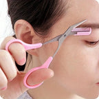 Stainless Steel Eyebrow Trimming cissors with built-in Comb Pink/White/Black SPrecise Grooming Tool Creating Perfect Eyebrows