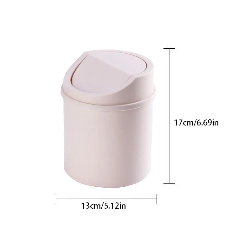 Mini Desktop Bin Small Trash Can Tube With Cover Bedroom Trash Can Garbage Can Clean Workspace Storage Box Home Desk Lootquake LLC