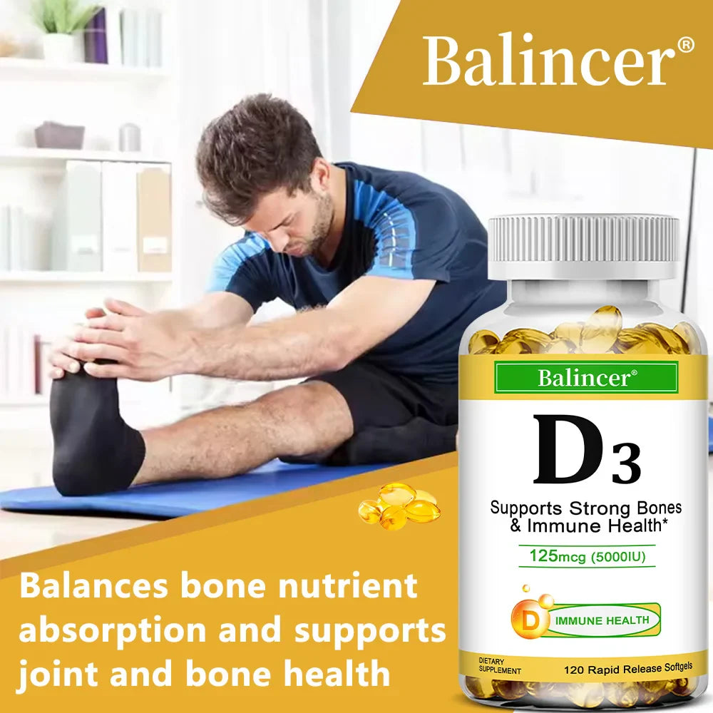 Vitamin D3 5000 IU - Supports Strong Bones & Immune Health - Gluten Free Non-GMO Vitamin D Supplement Lootquake LLC