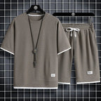 Summer Active Men's Waffle T-Shirt & Shorts Set THRIXINE