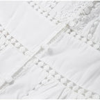 Elegant Lace Patchwork Hollow Out Dress Women Solid V-neck Long Lantern Sleeve Loose Dresses 2025 Spring Vacation Lady Robes