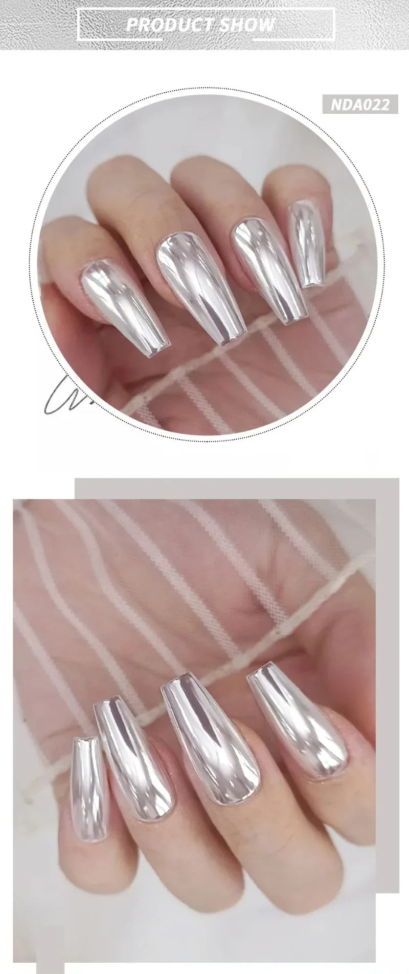 Moonlight Mirror Nail Powder Aurora Silver Glitter Metallic Effect UV Gel Polish for Manicure DIY Nail  Art Design Decoration