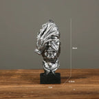 New Creative Abstract Silence Is Gold Abstract Figurine Resin Hand Face Men Statue Sculpture Home Office Living Room Desk Decor Lootquake LLC