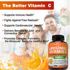 Liposomal Vitamin C 1600mg Capsules - Promotes Collagen Production, Powerful Antioxidant, Immune Health