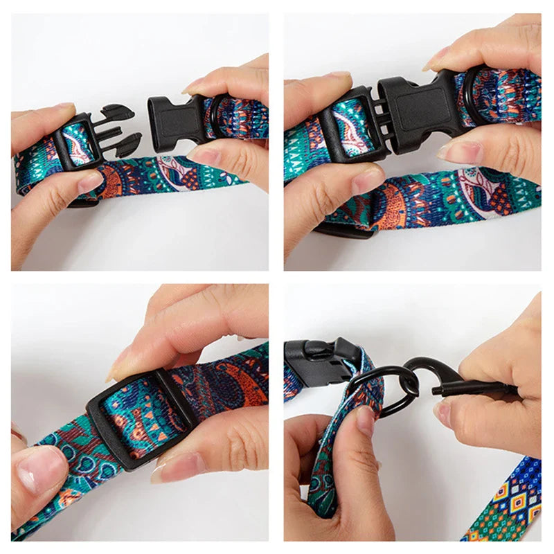 Pet Collar and Leash Set for Small Medium Large Dog Walking Collars Bohemia Style Puppy Cat Collar Pet Supplies Buldog Chihuahua Lootquake LLC