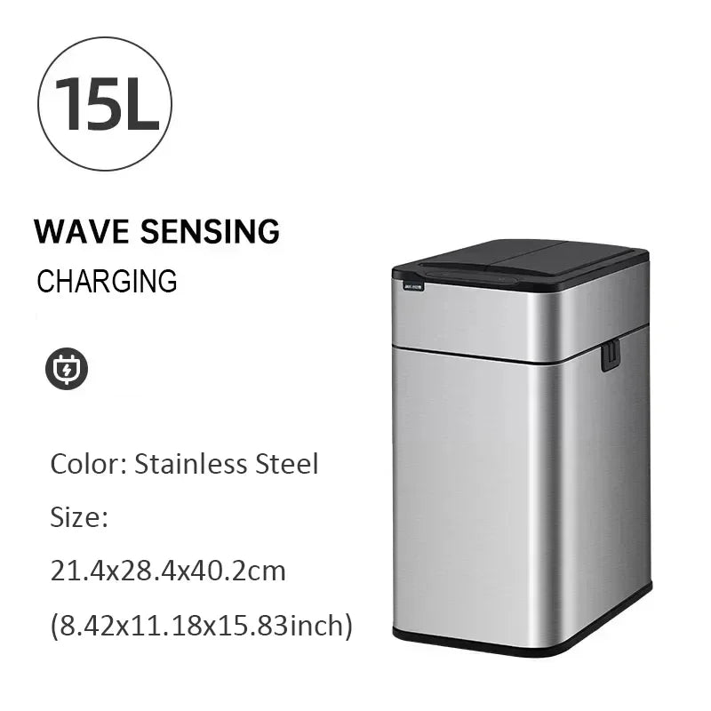 Smart Trash Can 20 liters Large Capacity Wastebasket Stainless Steel Kitchen Garbage Bin 15 liters Automatic Sensor Trash Bin Lootquake LLC