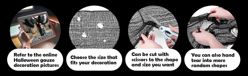Halloween Decoration Black White Creepy Cloth Spooky Gauze Fabric Window Door Cover Scary Party Horror House Props Hallow Favors Lootquake LLC