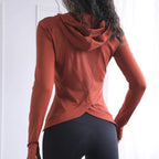 BreatheFit Women's Long Sleeve Yoga Hoodie Top THRIXINE