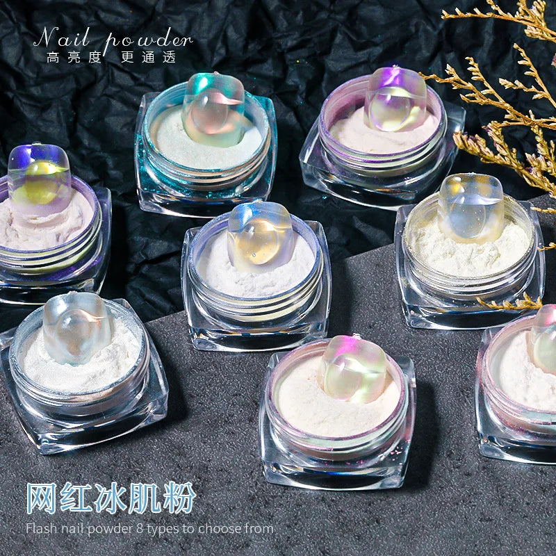 Ultra-Fine Aurora Nail Glitter Powder Sparkle Ice Transparent Polish Iridescent Nail Powder Multi Mirror Effect Glitter Dust Lootquake LLC