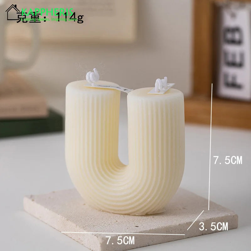 U Shaped Candle Scented Candles Ribbed Aesthetic Home Decorative Candles Smokeless Personalized Candles Guest Gift Lot Lootquake LLC
