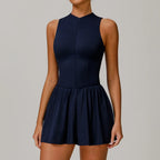 Zipper Fit Sleeveless Yoga Jumpsuit & Skirt Set