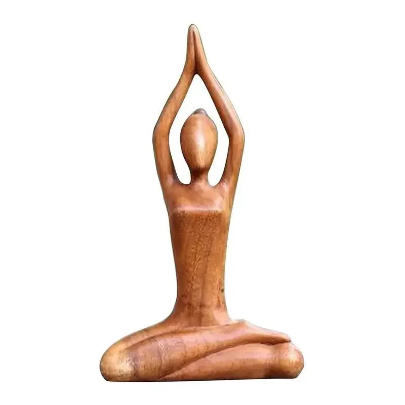 Wooden Yoga Meditation Statue Handmade Abstract Pose Sculpture Wood Carving Creative Tabletop Ornaments Living Room Galleries Lootquake LLC