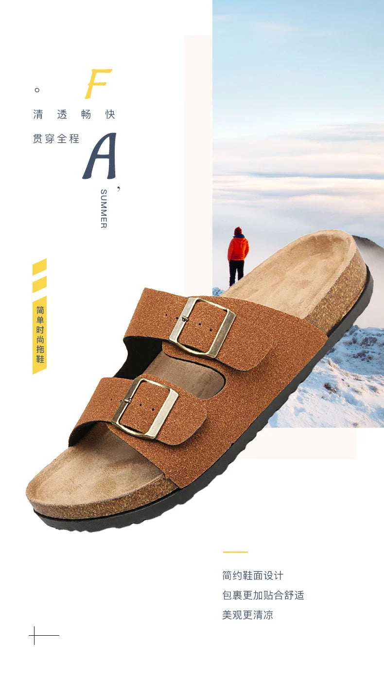 Brand Men Women Sandals Summer Designer Couple Cork Clogs Sandals Luxury Classic Unisex Mules Beach Slide With Adjustable Buckle Lootquake LLC