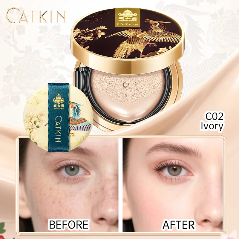 Catkin Phoenix Cushion Foundation Full Coverage, Sheer Satin Finish, Refill Included, Light Beige Lootquake LLC