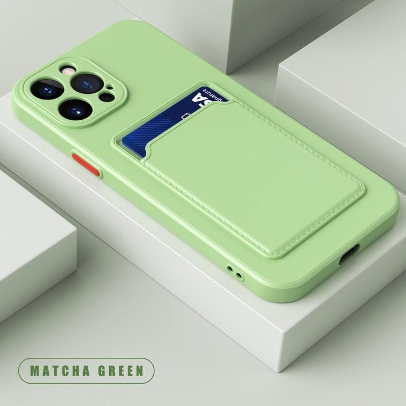 White Soft Wallet Card Holder Phone Case For iPhone 11 12 13 Pro Max Camera Protective Case Wallet Holder Cover Soft Portable Silicone Back Cover Durable Phone Case Stevvex