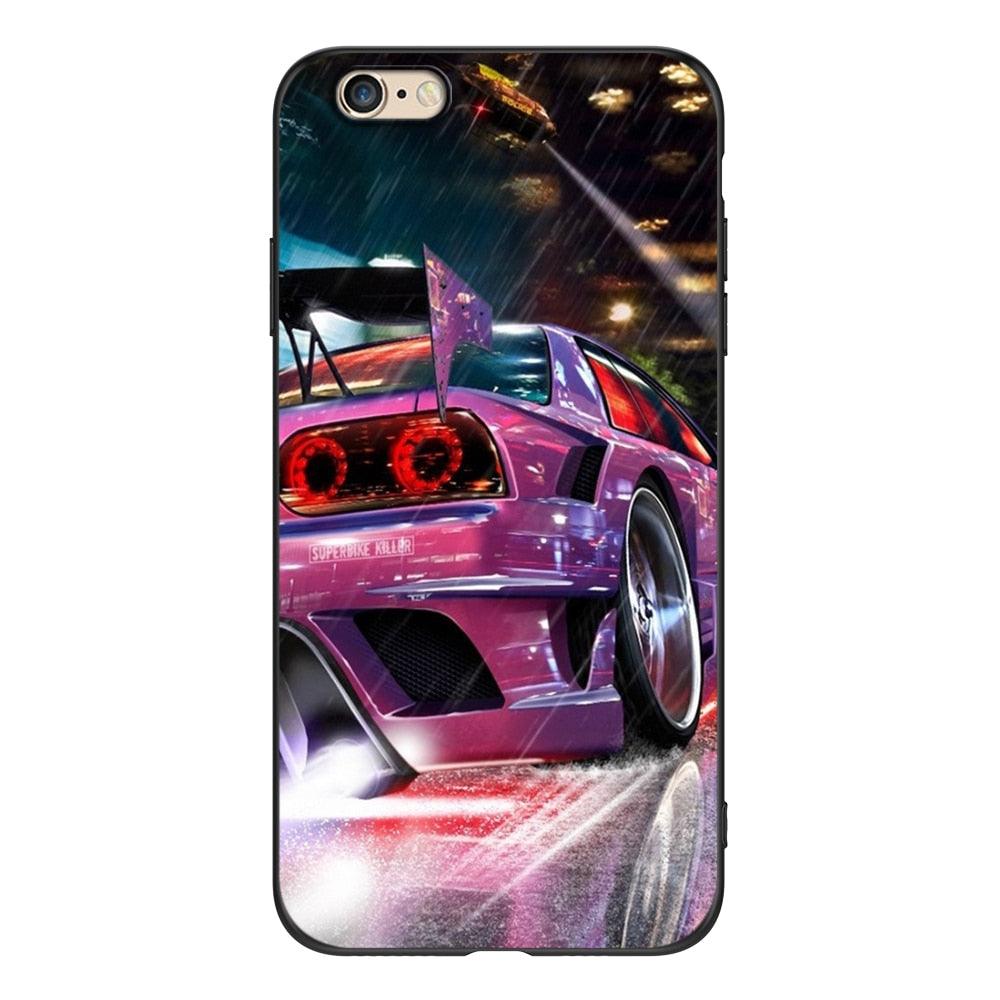 Cute Cover Soft Silicone Print Cars Print Phone Case For Iphone 5s 5 S Se 2016 4.0" Case Phone Cover On  Iphone 6s 6 S Plus Funda Bumper Black Case Sport Race Car Stevvex