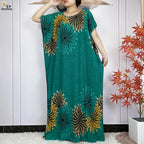 2024 Latest Muslim Sets Women Clothing Cotton Floral Loose Dashiki Long Dress African Abaya Dubai Traditional Islamic Clothing
