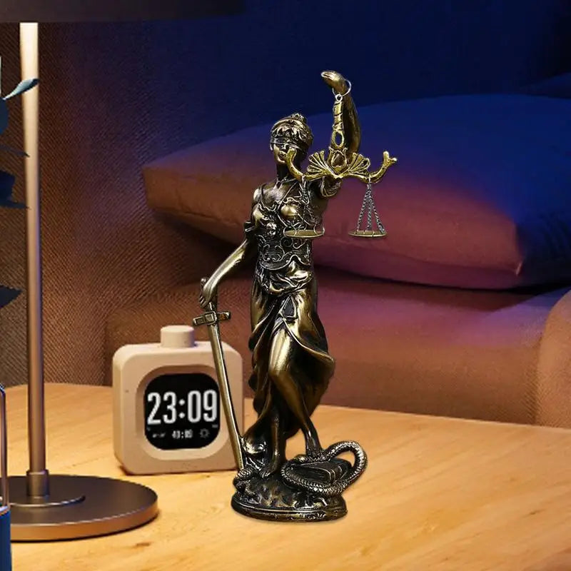 Imitation Copper Sculpture Of The Goddess Of Justice Classroom Desk Resin Ornaments Statue Of The Goddess Of Justice For Teacher