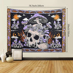 1pc Skeleton mushroom pattern tapestry, moon sun mandala tapestry, room decoration wall hanging Lootquake LLC