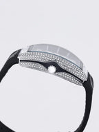 Luxury Diamond wristwatch for women Fasion and elegant quartz watch with silicone watchstrap Waterproof luminous Tonneau watch