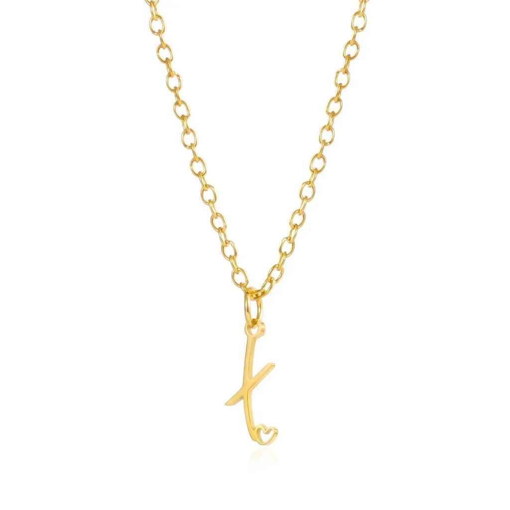26 Initial Letters Heart Pendant Stainless Steel Necklace for Women Gold Color A-Z Alphabet Choker Chain Birthday Jewelry Gift