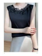 new woman clothing vest camis Tank top women's suit bottom lace lining 2024 summer new silk satin sleeveless top suspender vests
