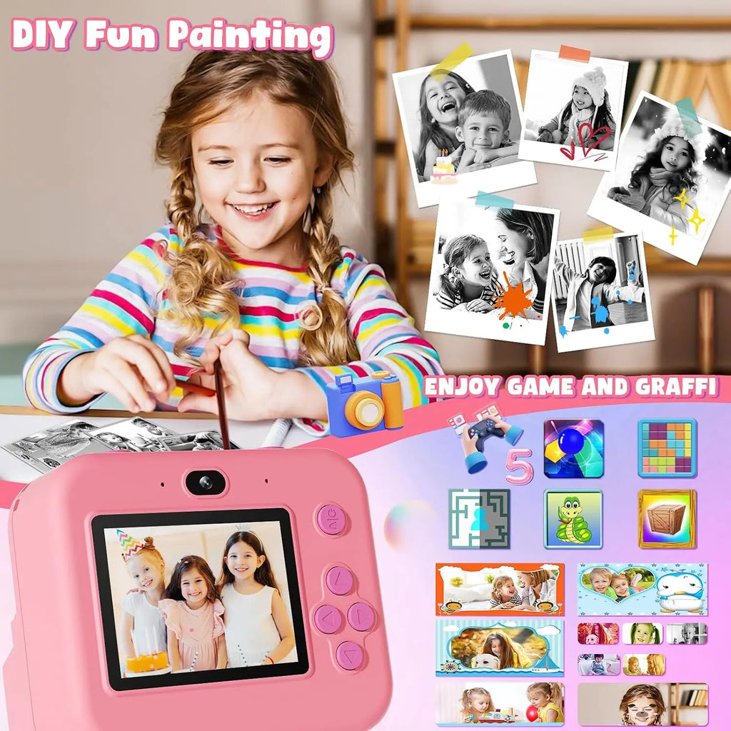 Instant Print Camera With 32G Card Thermal Photo Printing Digital Children Camera Video Photography Educational Toy Kids Gift Lootquake LLC