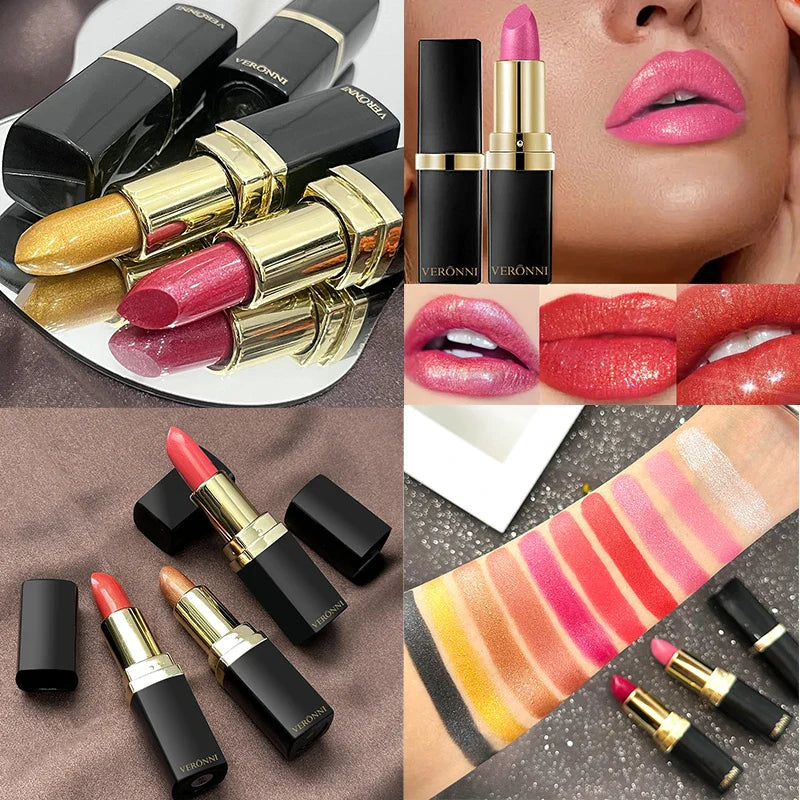 Diamond Shimmer Lipstick Lip Gloss High Pigmented Long Lasting 10 Colors Glitter Lipgloss Lips Makeup Cosmetics Sexy Make Up Lootquake LLC