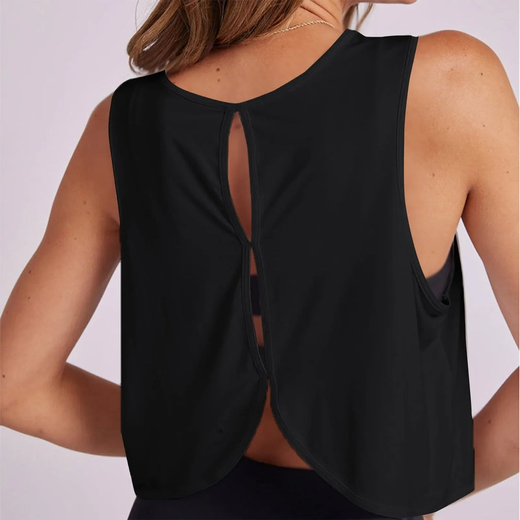 Women'S Solid Color Top Women'S Sports Suspender Top Women'S Fashion Hollow Back Sports Running Fitness Casual Hundred Yoga Top Lootquake LLC