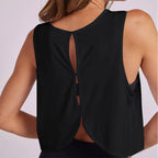 Women'S Solid Color Top Women'S Sports Suspender Top Women'S Fashion Hollow Back Sports Running Fitness Casual Hundred Yoga Top Lootquake LLC