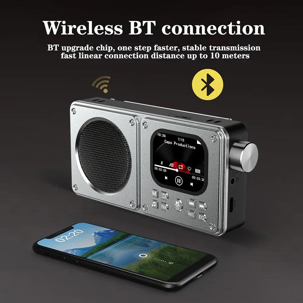 Wireless Bluetooth5.4 Speakers 87.5-108MHz Portable FM Radio Outdoor Radio MP3 Music Player Support Earphone TF Card Video Clock Lootquake LLC